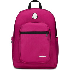 Invicta School Backpack Jelek Plain, Fuchsia, Double Compartment Super Spacious Backpack with Pocket for PC or Tablet, Water Bottle and Bag with Organiser, Medium, Top and Travel, Women Girls,