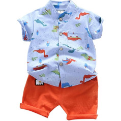 2025 Kleinkind Jungen Kleidung Niedliches Bedrucktes Kinder Set Kurz Sport T-shirt Und Shorts Elastische Taille Kurze Hose Sportlicher Einfarbiger Outfit Langarmshirt Mit Geschenke Für Teenager