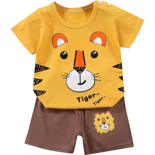 Unisex Children's Clothing Set - Summer Outfit 2-Piece Baby Cotton Short Sleeve T-Shirt Tops & Casual Shorts Hawaiian Shirt and Shorts Set Short Sleeve Lightweight Beach for 2-8 Years