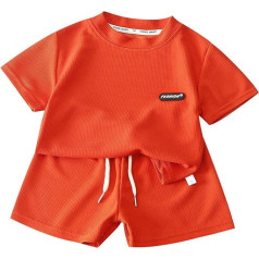 Children's Toddler Baby Boys Cute Tracksuit Activewear Sportswear Quick-Drying Checked Short Sleeve Top Short T-Shirt Set Clothing Sets for Girls Child