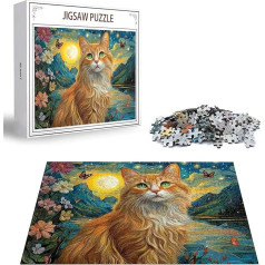 Puzzle Orange Katze Puzzle 3000 Teile, Holzpuzzle Erwachsene, Mehrfarbig Holzpuzzle, Klassische Puzzles Mond Wooden Jigsaw für Erwachsene Und Kinder 14 Jahren, Geschenke Home Wand Dekor 122x81cm D-295