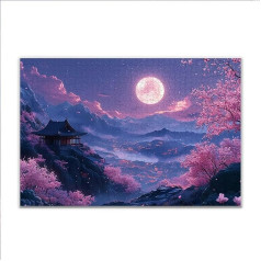 Puzzle 1000 Teile Mond Frühling Puzzle Erwachsene Anspruchsvoll, Klassische Holzpuzzle Erwachsene, Puzzlespiele für Die Ganze Familie, Wooden Jigsaw Puzzel ab 14 Jahre für Junge Mädchen Geschenke A-7