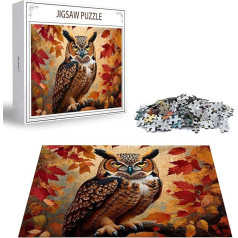 Puzzle 300 Teile Tier Puzzle Erwachsene, DIY Groß Puzzelmatten, Holzpuzzle für Erwachsene und Kinder ab 12 Jahren Wooden Jigsaw Eule Geschicklichkeitsspiel für Die Ganze Familie, Geschenke D-117