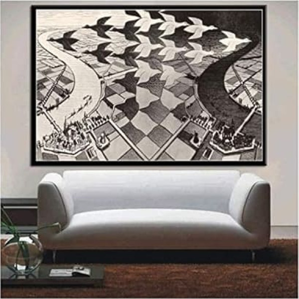 Puzzle 1000 Teile Escher Surreales geometrisches Poster Spielzeug für Erwachsene Dekompressionsspiel K110Ya 38x26CM