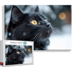 Puzzle Katze Tier 1000 Teile Groß XXL 75 x 50 cm, Jigsaw Art Impossible Erwachsene Anspruchsvoll, DIY Klassische Jigsaw Erwachsene, Junge, Mädchen, Geschicklichkeitsspiel für Die Ganze Familie L-8