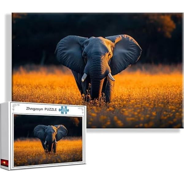 Puzzle Elefant Tier 2000 Teile Groß XXL 100 x 70 cm, Jigsaw Art Impossible Erwachsene Anspruchsvoll, DIY Klassische Jigsaw Erwachsene, Junge, Mädchen, Geschicklichkeitsspiel für Die Ganze Familie J-3