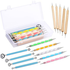 Bamru 14-Piece Dotting Tools Ball Pens with Box, Pen Dotting Tools Set for Stone Painting, Pottery Clay Modeling, Embossing, Nail Art