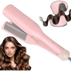 32 mm Wavy Iron Curling Iron, Crepe Iron Hair Creper, Large Wave Curls, Water Waves, Beach Waves, Mermaid Waves, French French Wave Curling Iron Waves Iron for Long/Short Hair, Pink
