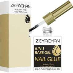 15 ml Nail Glue for Artificial Nails, Extra Strong, 6-in-1 Nail Glue Gel UV, Gel Nail Glue Nail Glue for Tips, for Transparent Fake Nails, Nail Glue with Brush, Need Curing Under UV Nail