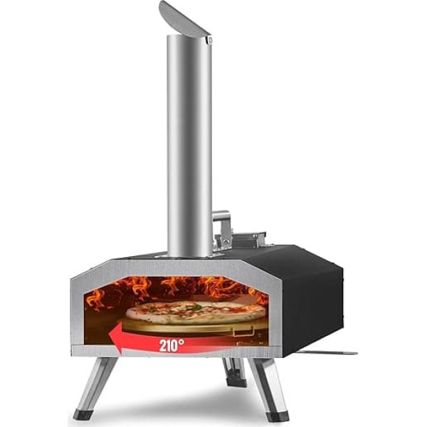 VEVOR Portable Pizza Oven Outdoor 304.8mm, Gas Wood Pellets Charcoal Pizza Oven, Stainless Steel Pizza Oven, Max 540℃ Wood Pellet Shovel & Pizza Stone & Carry Bag - Premium Pizza Wood Stove for Garden
