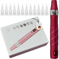 P-Beauty Dermapen Device for Microneedling Including 12 Attachments - Derma Pen Electric & Wireless Adjustable 0.25-2.5 mm, 5 Speed Levels - Anti-Wrinkles, Skin Rejuvenation, Acne Scars, Pigment Spots