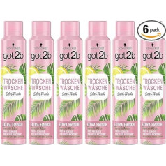 got2b Dry Shampoo Dry Laundry Extra Fresh Dry Shampoo with Instant Fresh Effect, Dry Shampoo without Residue with Tropical Breeze Fragrance, 200 ml (Pack of 6)