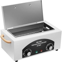 300W Hot Air Steriliser, 220°C Dry Heat Steriliser, High Temperature Steriliser, Stainless Steel Hot Air Box, Nail Tool Steriliser with Timer for Cosmetics, Pedicure Studios, Hairdressing Salon