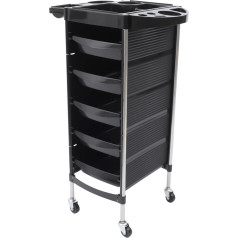 Hairdressing Trolley with 5 Drawers, Cosmetic Trolley with 5 Drawers, Hairdresser Work Trolley, Salon Trolly, Freestanding Hairdressing Trolley up to 8 kg, 52.5 x 37 x 90 cm, Black