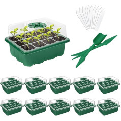 Seed Starter Tray with Moisture Adjustment, Domes and Base, Germination Tray Set with 120 Cells, Plant Starter Kit and Garden Plant Germination Kit for Seed Growing, 10 Pieces