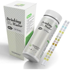 TESPERT Water Tester Drinking Water 125 x - 16 in 1 Water Test Strips for Drinking Water Quick Test - Easy Checking of Water Quality - Water Test Strips with Hardness, Lead, Iron, Copper