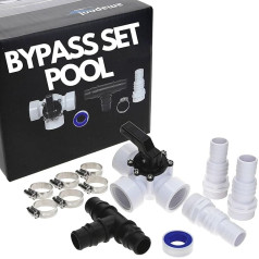 Amapool Bypass Pool Set 38 mm, 12-Piece Set for Pool Heating and Sand Filter System, 3-Way Valve Pool, Connection Set, Pool, Complete Set for Pool Hose 32 mm and 38 mm