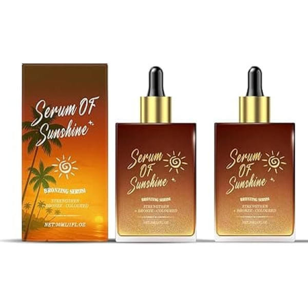 Selbstbräuner Serum für Gesicht & Körper | Natürlicher Bräunungseffekt & Hydratation | Adjustierbarer Teint ohne Sonne | 30ml (2pc)