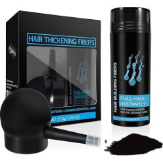 Men's Hair Powder, Hair Fibres for Hair Thickening, Scattered Hair Fibres Powder for Light and Thin Hair, Fibre Hair Powder with Spray Head for Men and Women, Hair Fibres (Black)