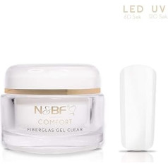 N&BF UV + LED Fibreglass Gel Comfort Line Clear, 30 ml, High-Quality Professional Fibreglass Gel, Thick Viscosity, Base Gel + Builder Gel with Fibreglass Particles, Particularly Stable and Shatterproof, Made in Germany