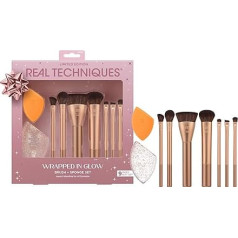 Real Techniques Wrapped In Glow Brush + Sponge Kit, 9 Piece Limited Edition Gift Set