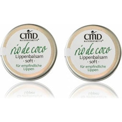 CMD Rio de Coco Lip Balm Soft with Coconut Oil Pack of 2 (Organic, Vegan, Natural Cosmetics) Coconut Lip Care in Tin
