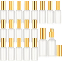 Roshtia Glassprühflaschen, transparent, leere Flaschen, klein, nachfüllbar, wiederverwendbar, Parfümflasche mit feinem Sprühnebel, Pumpe für Gesicht, Körper, Reisen, 50 ml, goldfarben, 30 Stück