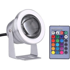 Ausla Underwater LED Light, RGB Spotlight, 10 W 12 V Outdoor Pool Lights, IP65 Waterproof Underwater LED Light, for Ships, Yachts, Ponds, Fountains and Aquariums (Silver Shell)