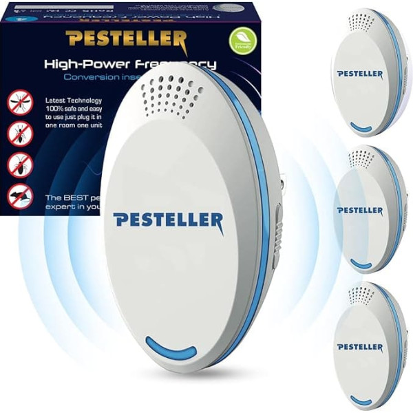 Ultrasonic Mice and Rats - Pack of 4 | Ultrasonic Mouse Repeller Against Parasites | Mosquitoes, Insects, Rodents, Marine, Ants, Cockroaches, Flies