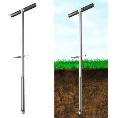 TUSAUW 91,4 cm Bodenproben-Sonde, Edelstahl, T-Griff, Probenahme, Bodenproben-Testwerkzeug-Kits mit Fußpedal und wiederverwendbaren Probenbeuteln für Bauernhof, Landwirtschaft, Garten, Rasen,