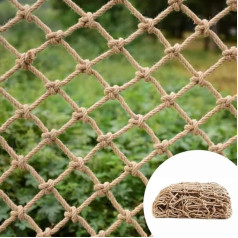 Safety net hemp rope, protective net children, safety net bunk bed, size 1 x 3 m, 8 mm thick rope, 10 cm mesh width, versatile as balcony protection, photo wall decoration, garden fence, climbing net