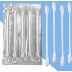Cotton Buds Individually Wrapped, 200 Pieces Natural Cotton Buds, Double Tip Cotton Tips for Ears, Beauty Care, Cleansing (White, Double Round End))