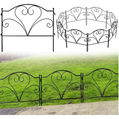 Decorative Garden Fence 45cm H x 50cm W (5 Panels, Total Length 2.5m) No Dig Fence Rustproof Metal Border Fence for Yard Landscape, Patio, Lawn, Flower Bed