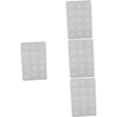 Healeved Pack of 4 Nail Shape Nail Charm Mould Tool for Making Nail Art Manicure Pendant Shape Nail Art Embossing Mould 3D Nail Art Mould Manicure Charm Mould White Silica Gel