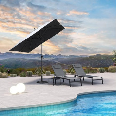 PURPLE LEAF Parasol 250 x 250 cm, Aluminium Balcony Umbrella, Bendable, Garden Umbrella with Crank, Market Umbrella, UV-Resistant, for Garden, Patio, Grey