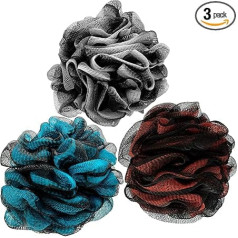 Loofah Shower Sponge Body Scrubber 75g XL Exfoliating Mesh Shower Bouquet 3 Pack Shower Gel for Men and Women