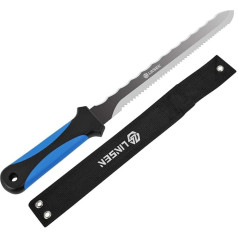 Linsen-outdoors 11 Inch Stainless Steel Sharp Double Blade Serrated Blade Lawn Cutter Knife Lawn Repair Garden Knife with Nylon Sheath