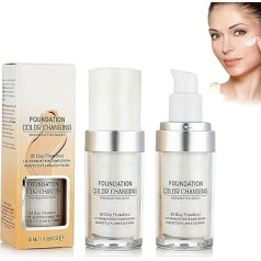 Colour Changing Foundation Liquid, Flawless, Full Coverage, Natural Face Foundation, Base Make-Up, Concealer Cover Cream, Sun Protection, Non-Greasy, Long-Lasting (2 Pieces)