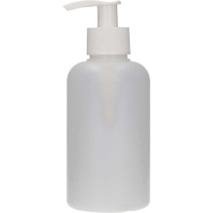 6 x Plastic Bottles for Filling 250 ml with Dosing Pump - Basic Round - HDPE Plastic BPA-Free - Refillable Plastic Bottles, Shampoo Dispenser with Pump - Transparent White - Set of 6