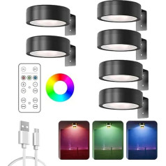 Magnetisches Mallicht Mit 13 Beleuchtungsmodi, Magnetische LED Bilderleuchte, Bilderleuchte Kabellos Mit Fernbedienung Und Timer, für Bilder Dartboard Fotorahmen Portrait (Schwarz-3-Farben, 6Pcs)