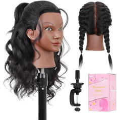Mannequinkopf mit Echthaar, 40,6 cm, Kosmetikpuppenkopf, 100 % echtes menschliches Haar zum Stylen, Friseure, Praxis, Flechten, mit kostenloser Klemmhalterung