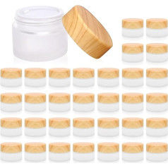 Kosmetikbehälter aus Glas, rund, mattiert, mit auslaufsicheren Deckeln, leere Probengläser, Peelingbalsam, Lotionen, Probenbehälter für Make-up, Lotion, Lippenbalsam, Augencreme, 32 Stück