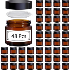 Bernsteinfarbene Gläser mit Deckel, 57 ml, kleine Behälter mit Inneneinlagen und schwarzem Deckel, für Kosmetik, Cremelotion, Körperpeeling, 57 ml