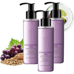Facial Cleansing Oil with Grape Seed Oil, Gentle Makeup Remover with Jojoba Oil, Moisturising Korean Oil Cleanser for All Skin Types, Makeup Removal Face Wash, 100 ml (1, 3 Pieces)