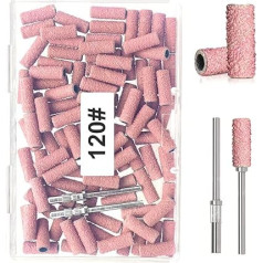 BLESWIN Pack of 100 Small Nail Sanding Belts #120 for Acrylic Nails, Gel Nails Removal, Professional Nail Sanding Belt for Manicure and Pedicure Pink