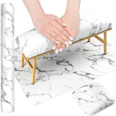 Nail Art Hand Cushion, Microfibre Leather Hand Cushion, Large Armrest for Nails, Armrest Holder, Hand Holder, Manicure Cushion, Armrest Cushion for Nail Art, Salon, Home (Marble)