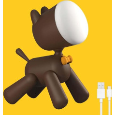 123LED Hund Nachtlicht Tier Kinder Lampe Akku Kabellose Tischlampe Faltbare DekoTischleuchte Kreative Cartoon Haustier Tragbar Verstellbares Nachttischlampe Drehbar für Kinder Studenten,Braun