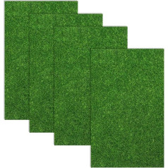 Aeaocvo 4 Packs Artificial Grass 6 x 10 Inch Artificial Grass Decor Miniature Fairy Garden Grass Plastic Green Grass Mat Craft for DIY Dollhouse