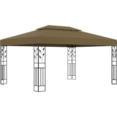 vidaXL Gazebo with Double Roof Garden Tent Party Tent Marquee Garden Gazebo Beer Tent Garden Tent Outdoor 3 x 4 m Taupe 180 g/m² Steel Fabric