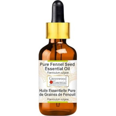 Greenwood Essential Natural Pure Fennel Seeds Essential Oil (Foeniculum Vulgare) with Glass Dropper Natural Pure Therapeutic Quality Steam Distilled 50 ml (1.69 oz)
